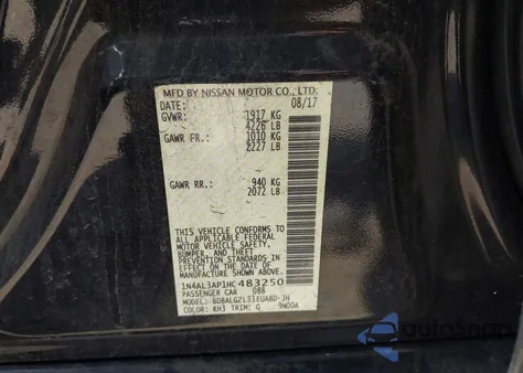 2017 Nissan Altima 2.5 S z USA, uszkodzony, nr VIN 1N4AL3AP1HC483250